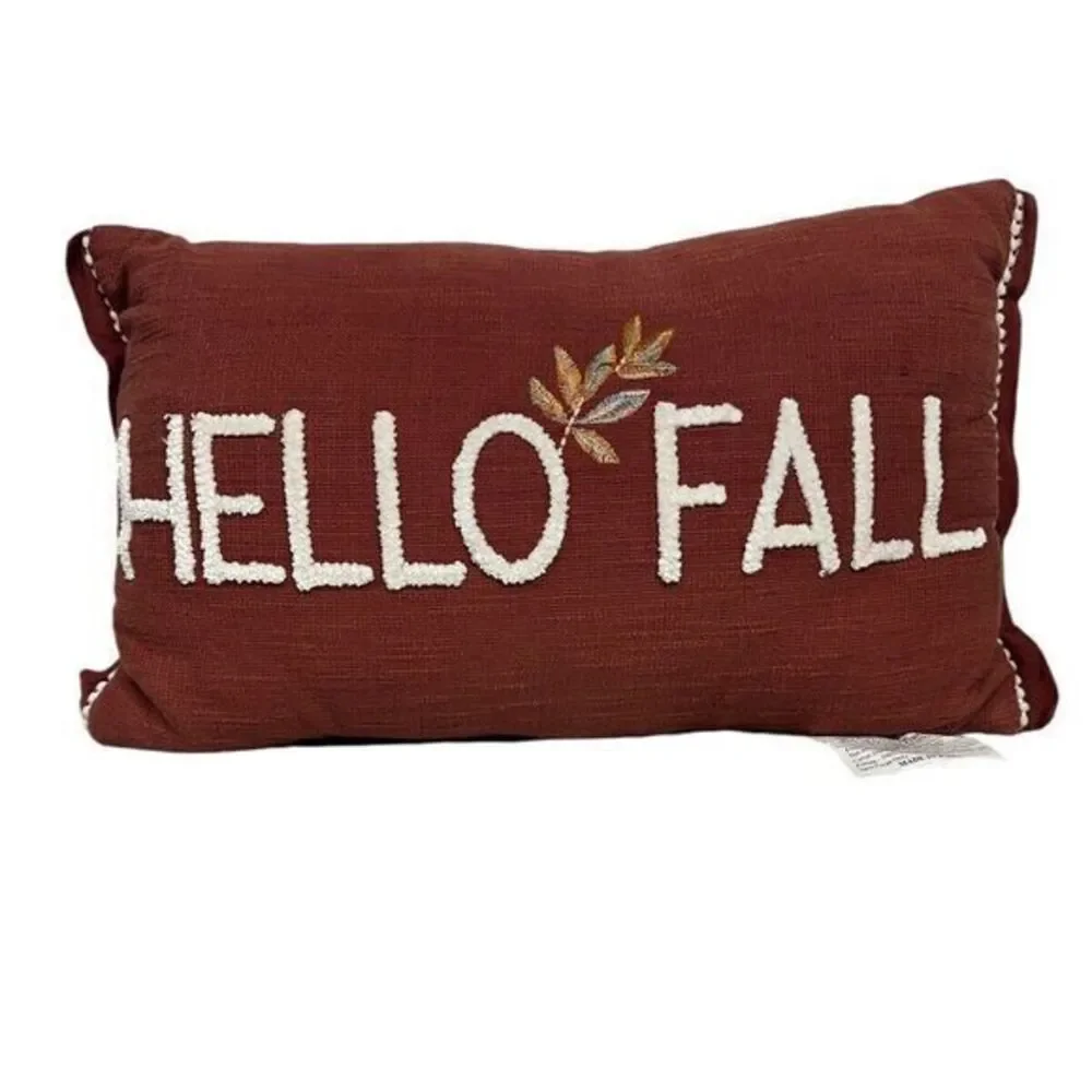 Hello Fall Throw Pillow Orange‎ Embroidery Cushion Rectangle Joann Fabrics
